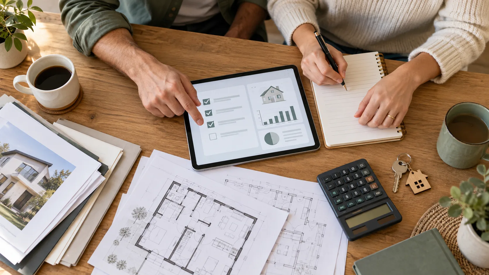 Acquéreurs organisant les données et documents d’un achat immobilier